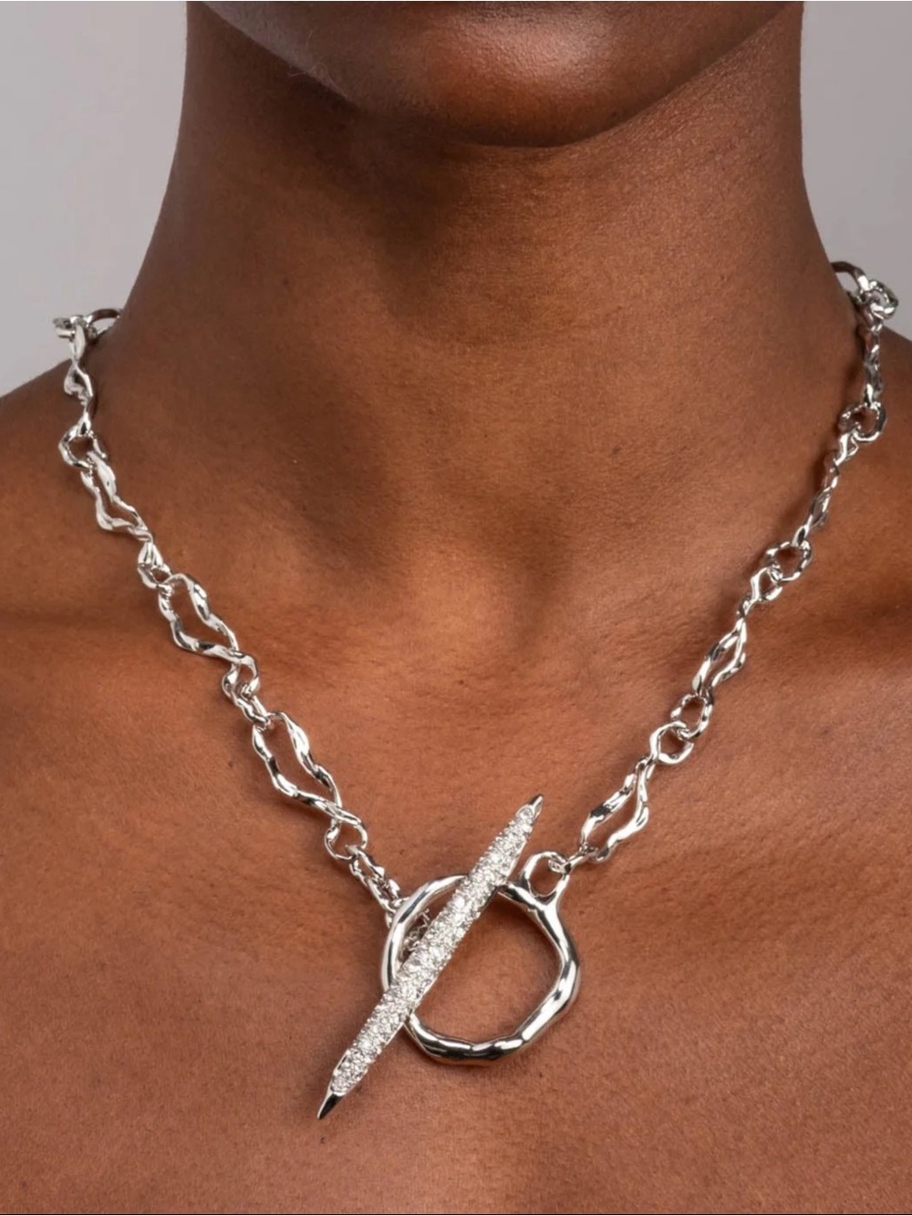 ALEXIS BITTAR • Solanales Silver Crystal Spear Toggle Necklace
